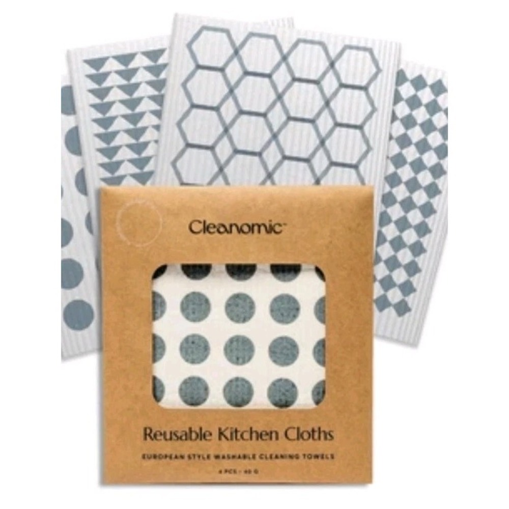 4 Cleanomic  Reusable Kitchen Clothes 6.75" x 8" European Style New